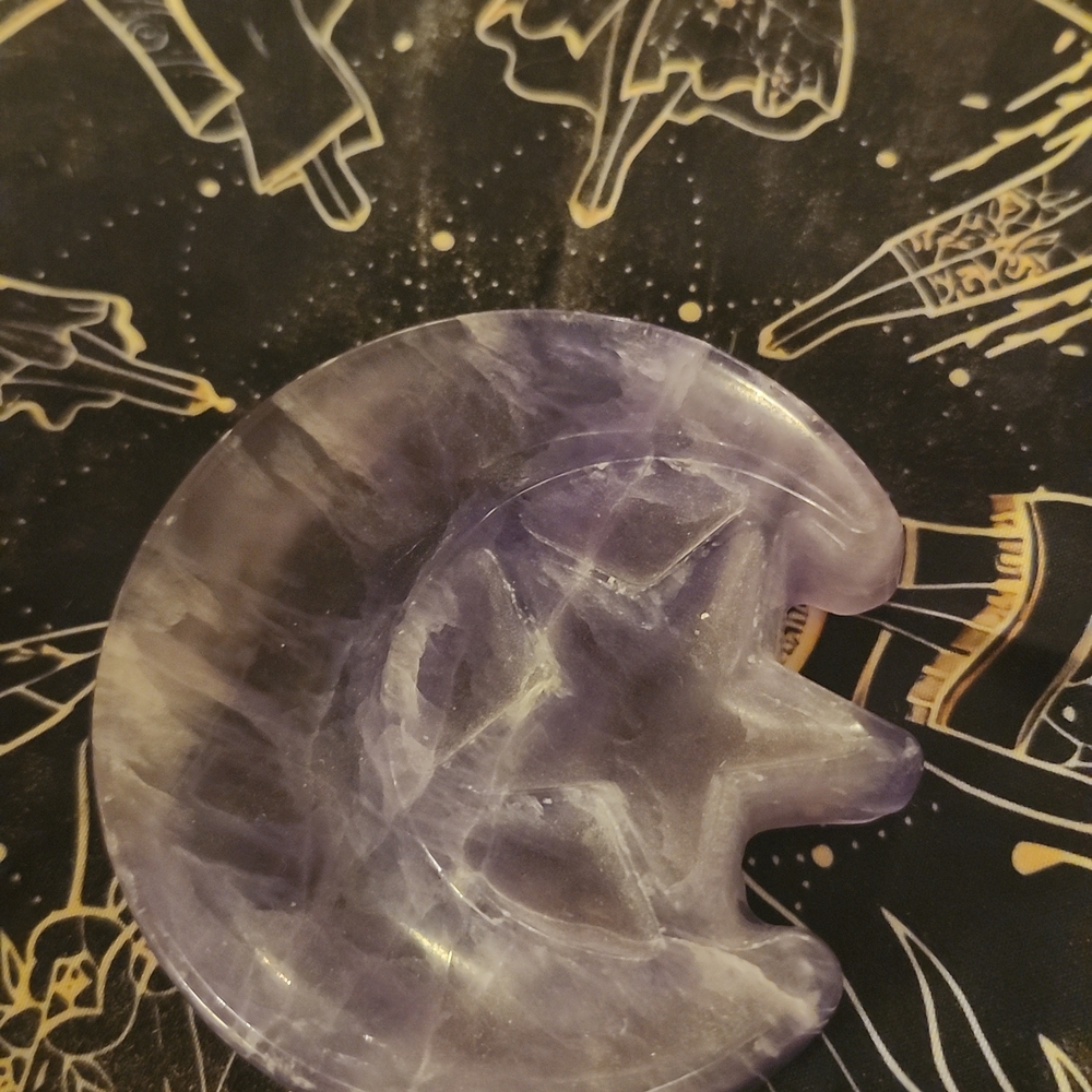 Purple Crystal Moon and Star Bowl
